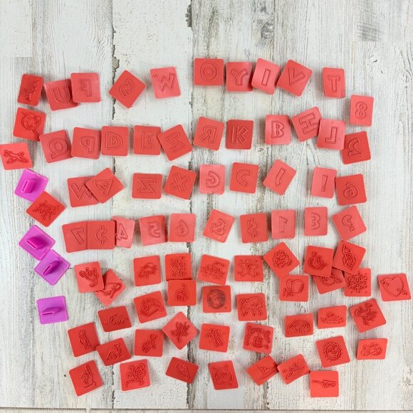 1990s Vintage Crayola Stamps-A-Lot Rubber Ink Stamp Lot 80+ Pcs - Picture 1 of 10